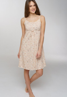 4167 сорочка женская цв. бежево-розовый / набивная